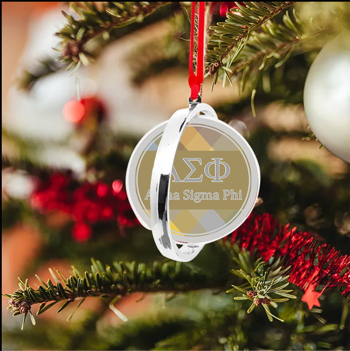 Alpha Sigma Phi Christmas Reversible Flat Round Ornament