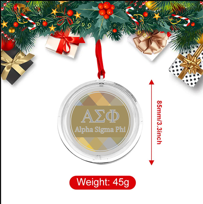 Alpha Sigma Phi Christmas Reversible Flat Round Ornament