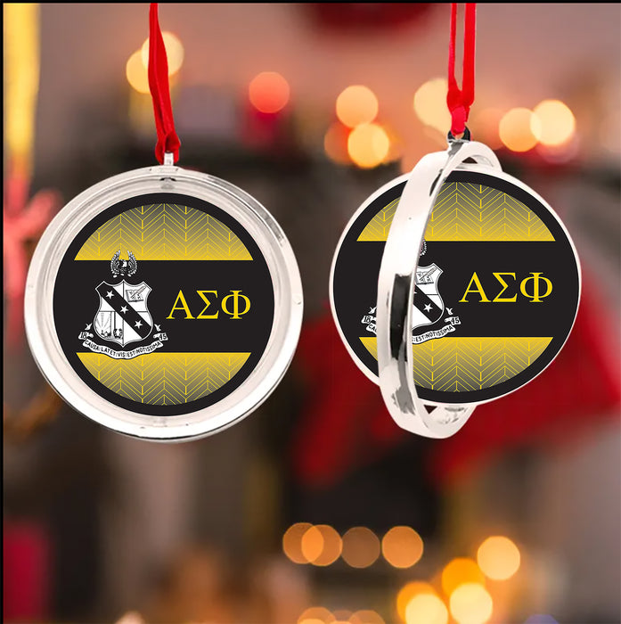 Alpha Sigma Phi Christmas Reversible Flat Round Ornament