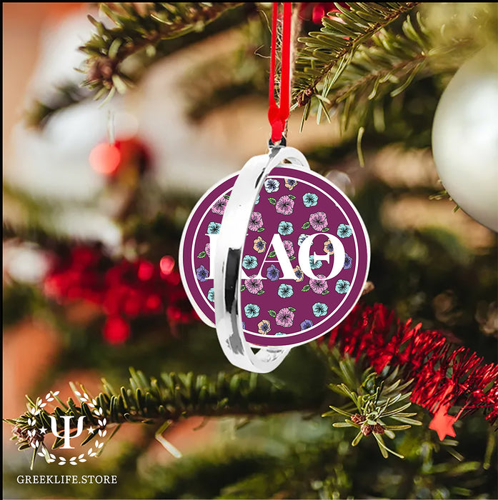 Kappa Alpha Theta Christmas Reversible Flat Round Ornament