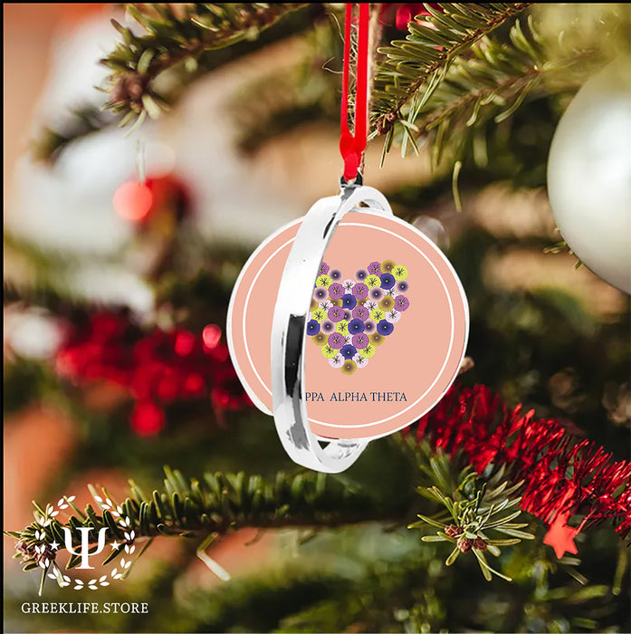 Kappa Alpha Theta Christmas Reversible Flat Round Ornament