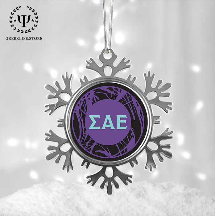 Sigma Alpha Epsilon Christmas Ornament - Snowflake Metal