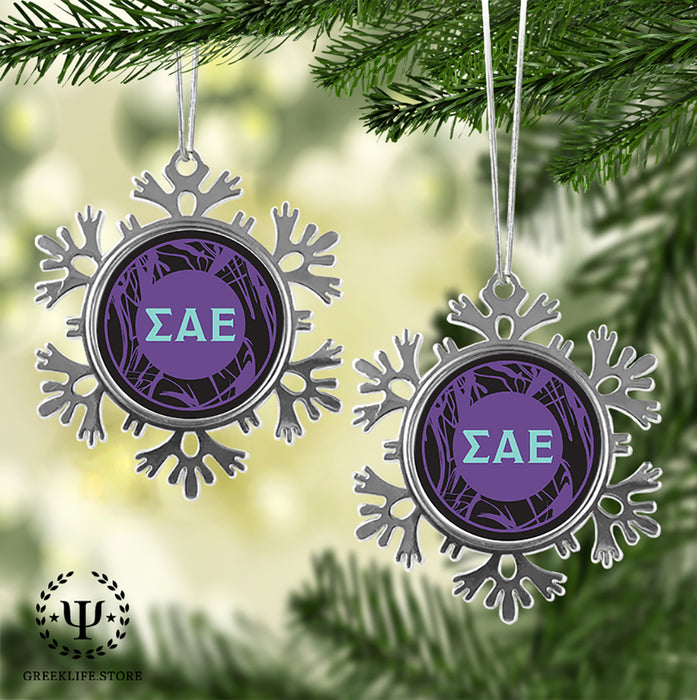 Sigma Alpha Epsilon Christmas Ornament - Snowflake Metal