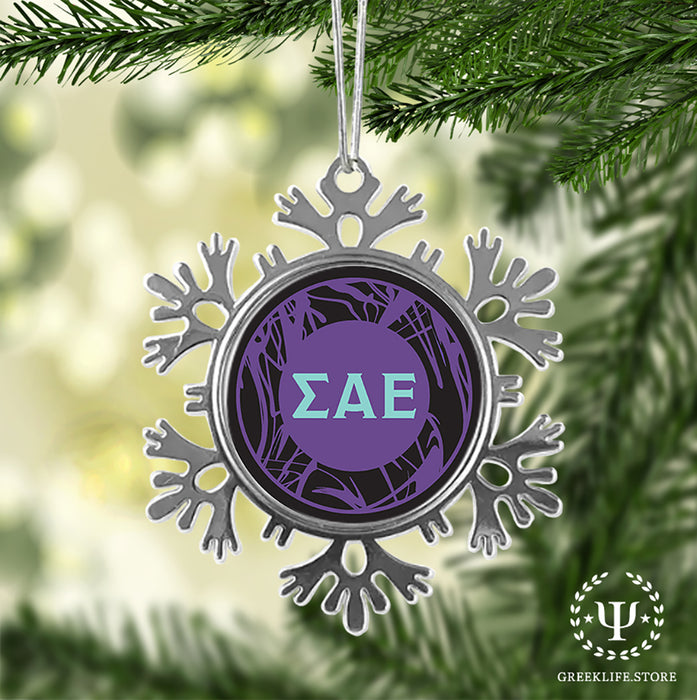 Sigma Alpha Epsilon Christmas Ornament - Snowflake Metal