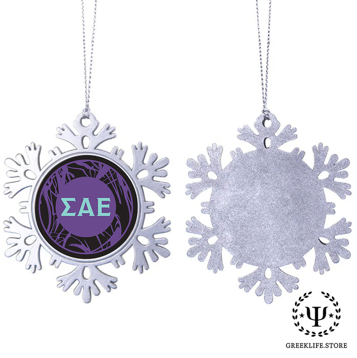 Sigma Alpha Epsilon Christmas Ornament - Snowflake Metal
