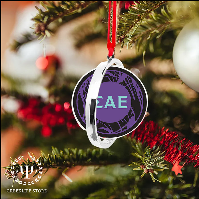 Sigma Alpha Epsilon Christmas Reversible Flat Round Ornament