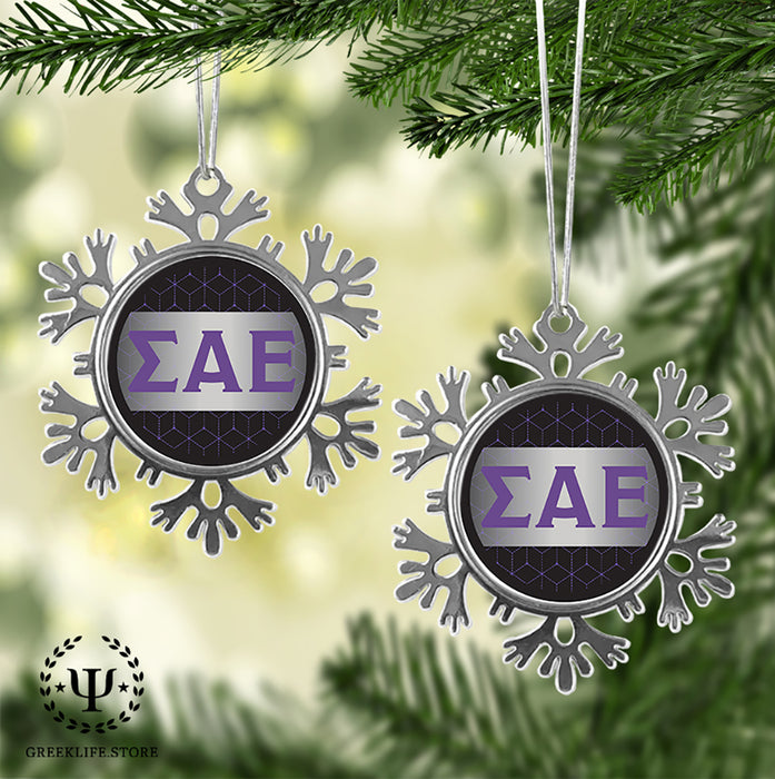 Sigma Alpha Epsilon Christmas Ornament - Snowflake Metal