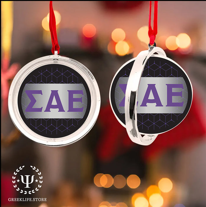Sigma Alpha Epsilon Christmas Reversible Flat Round Ornament
