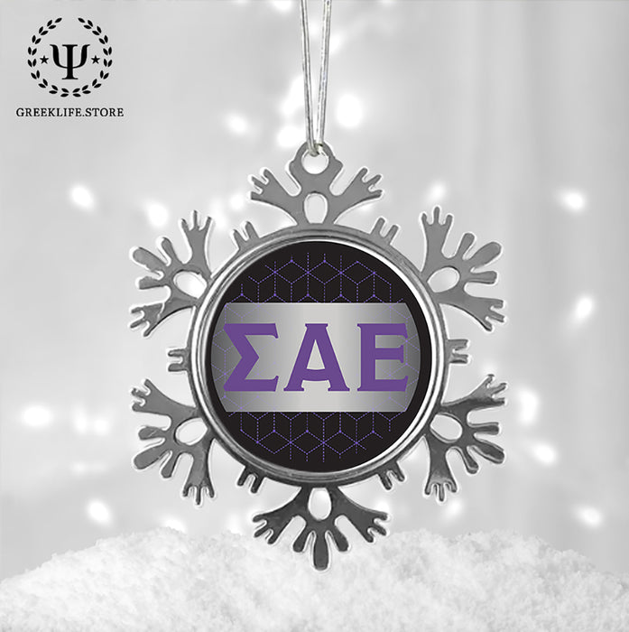 Sigma Alpha Epsilon Christmas Ornament - Snowflake Metal