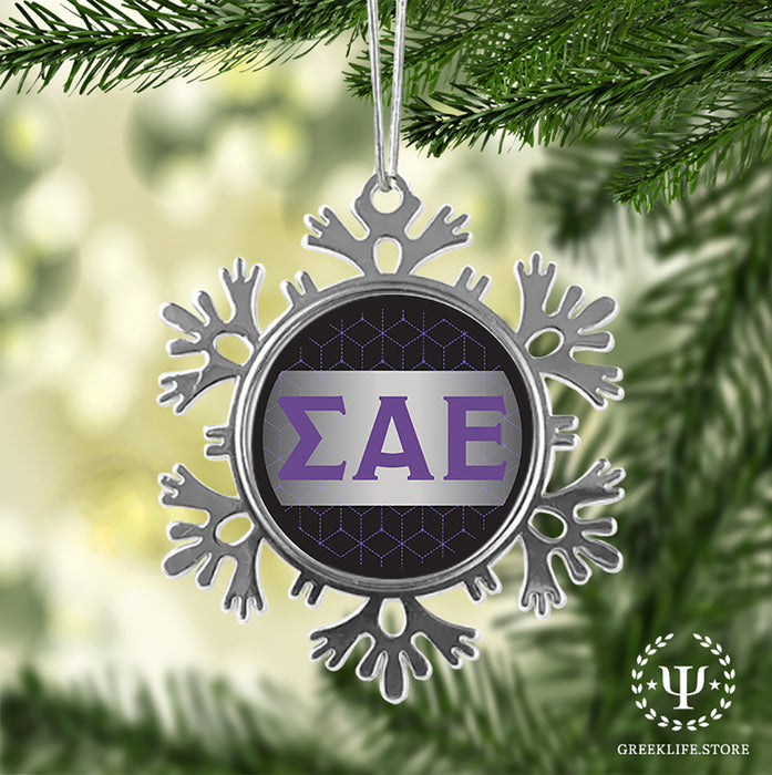 Sigma Alpha Epsilon Christmas Ornament - Snowflake Metal