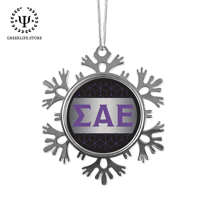 Sigma Alpha Epsilon Christmas Ornament - Snowflake Metal