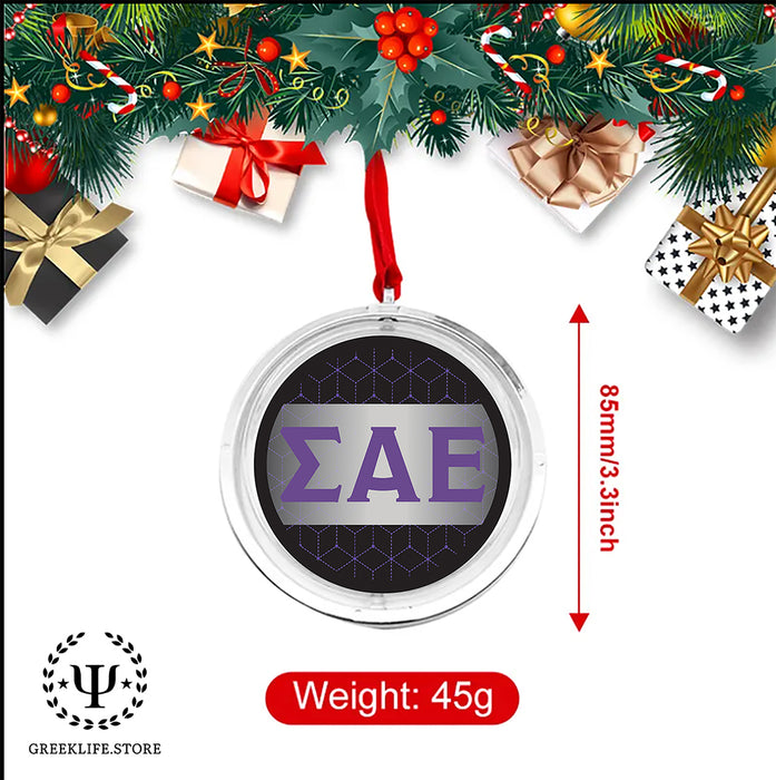 Sigma Alpha Epsilon Christmas Reversible Flat Round Ornament