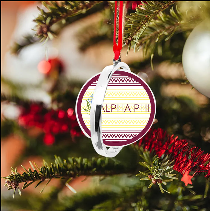 Alpha Phi Christmas Reversible Flat Round Ornament
