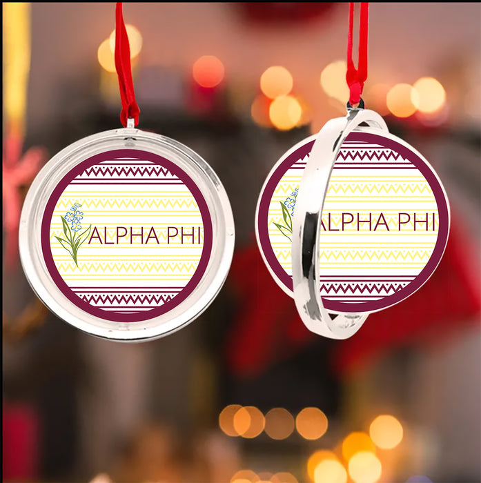 Alpha Phi Christmas Reversible Flat Round Ornament