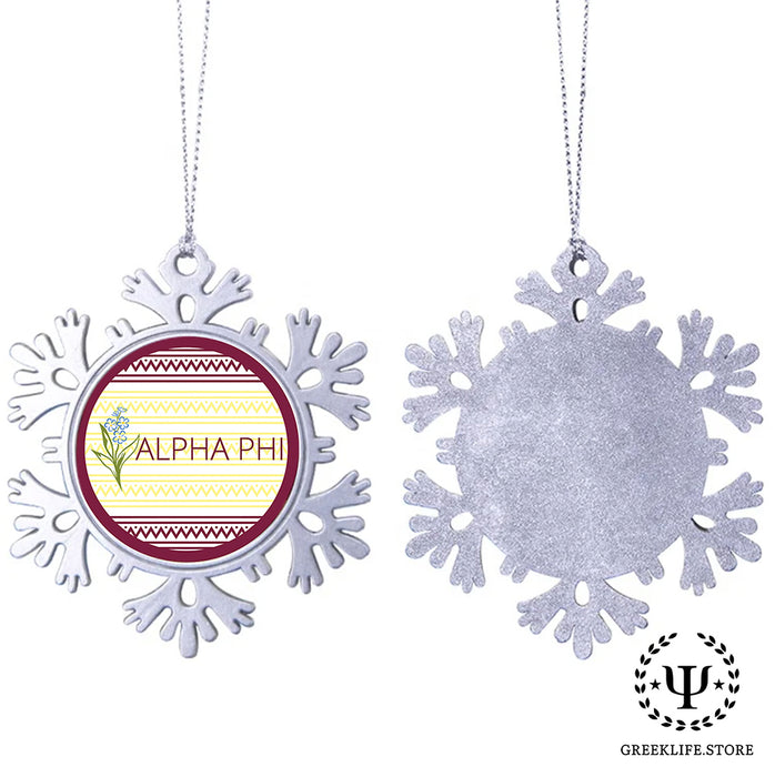 Alpha Phi Christmas Ornament - Snowflake Metal