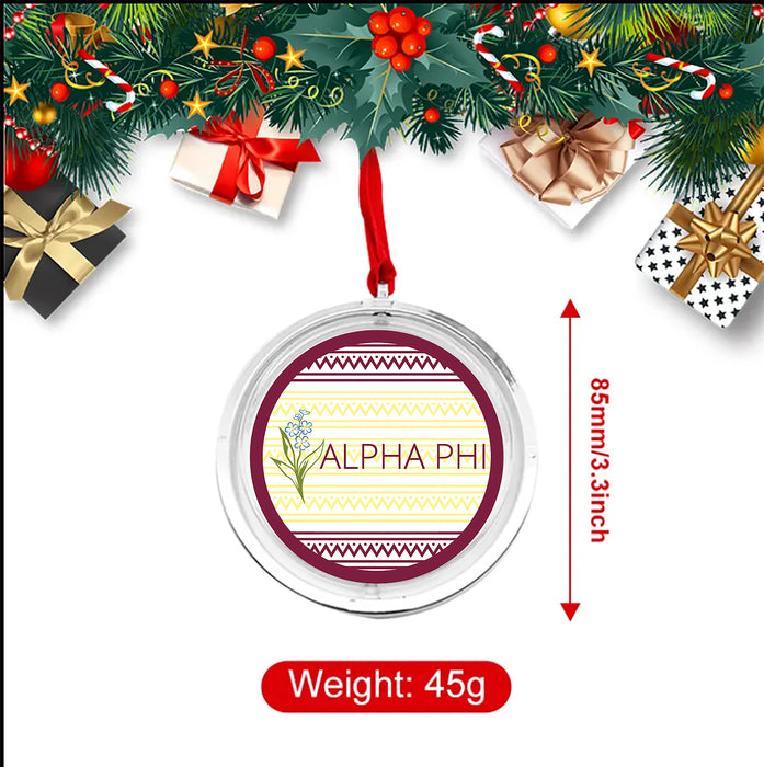Alpha Phi Christmas Reversible Flat Round Ornament