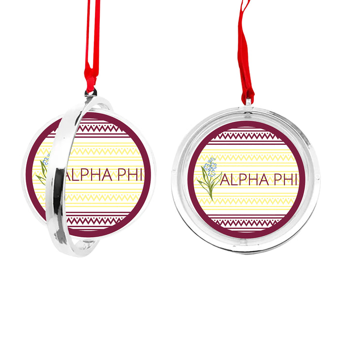 Alpha Phi Christmas Reversible Flat Round Ornament