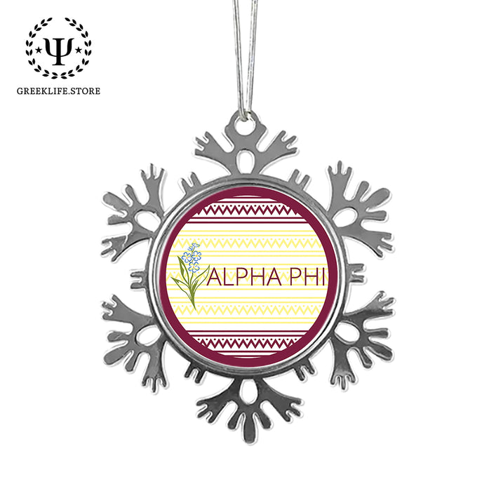 Alpha Phi Christmas Ornament - Snowflake Metal