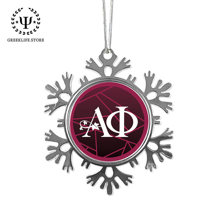 Alpha Phi Christmas Ornament - Snowflake Metal