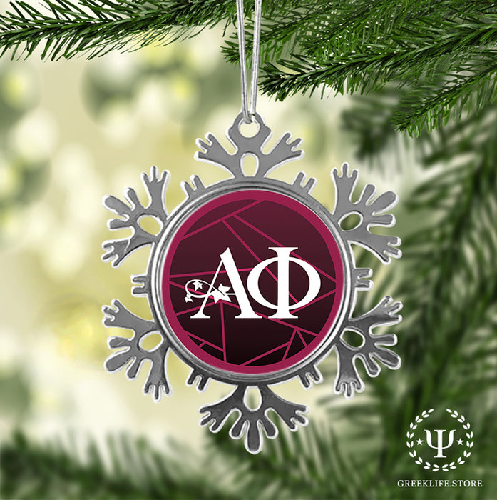 Alpha Phi Christmas Ornament - Snowflake Metal