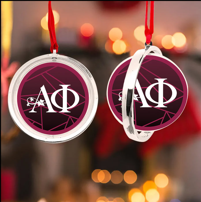 Alpha Phi Christmas Reversible Flat Round Ornament
