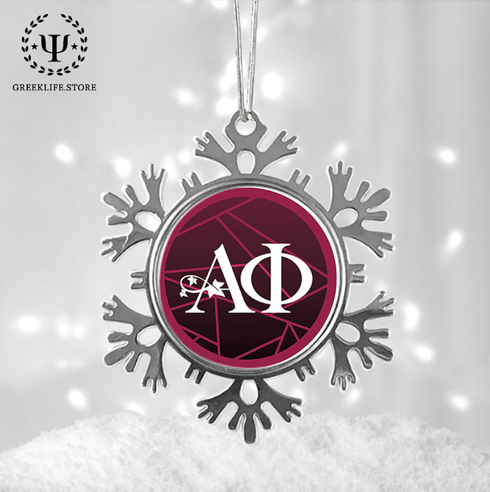 Alpha Phi Christmas Ornament - Snowflake Metal