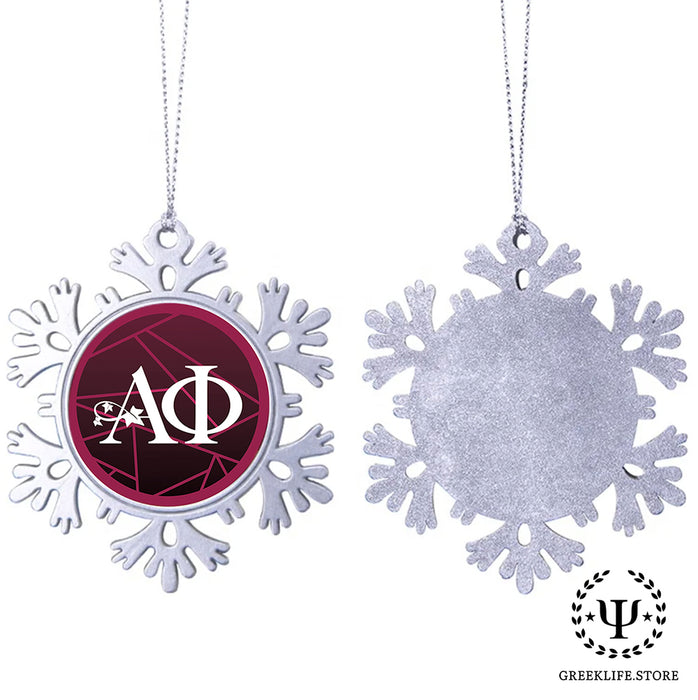 Alpha Phi Christmas Ornament - Snowflake Metal