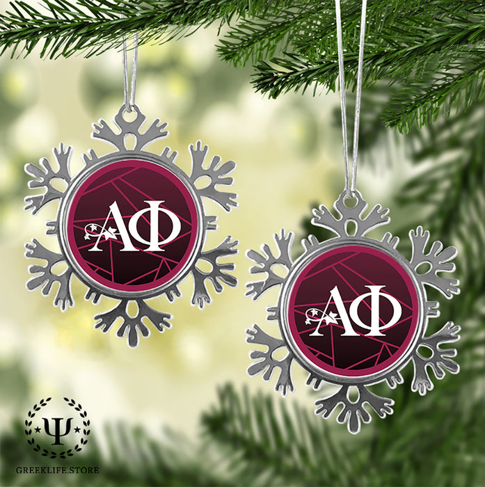 Alpha Phi Christmas Ornament - Snowflake Metal