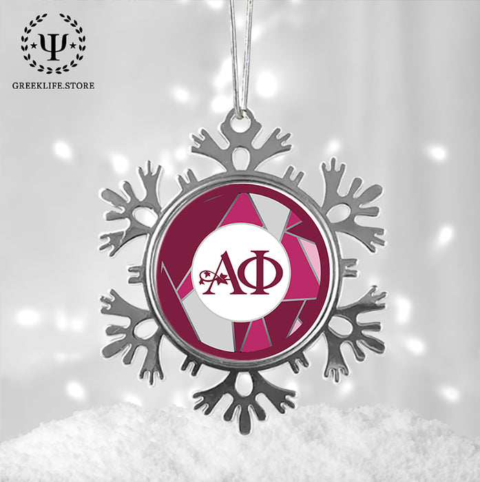 Alpha Phi Christmas Ornament - Snowflake Metal