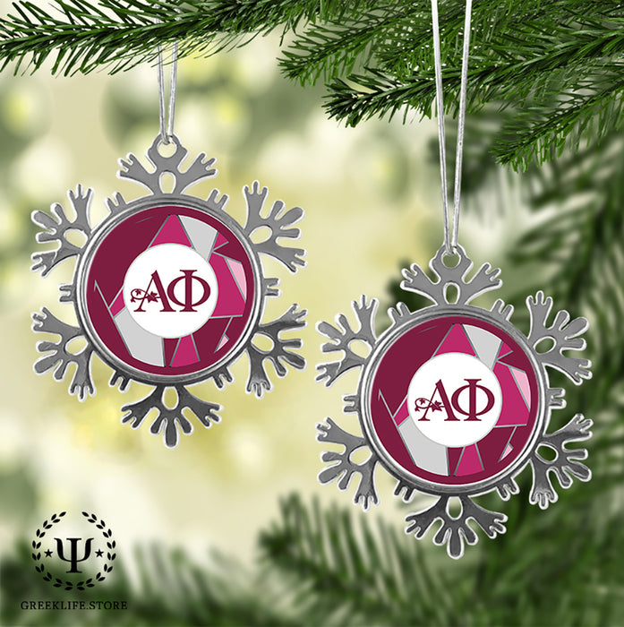 Alpha Phi Christmas Ornament - Snowflake Metal