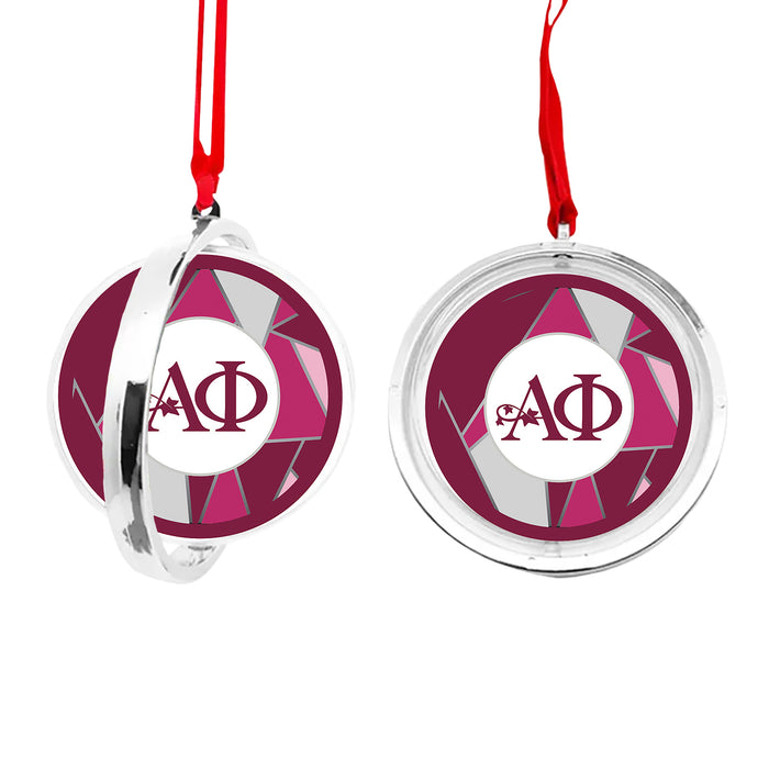 Alpha Phi Christmas Reversible Flat Round Ornament