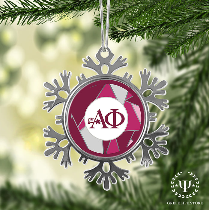 Alpha Phi Christmas Ornament - Snowflake Metal
