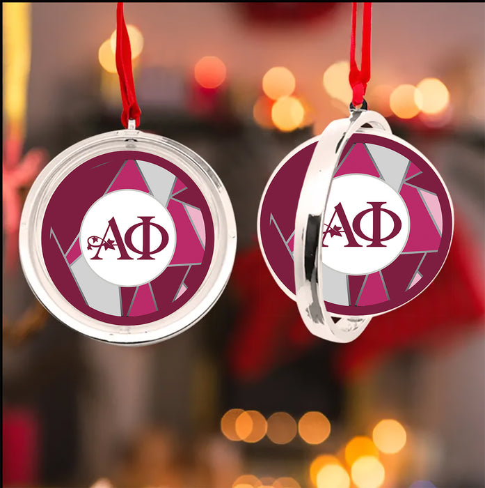 Alpha Phi Christmas Reversible Flat Round Ornament