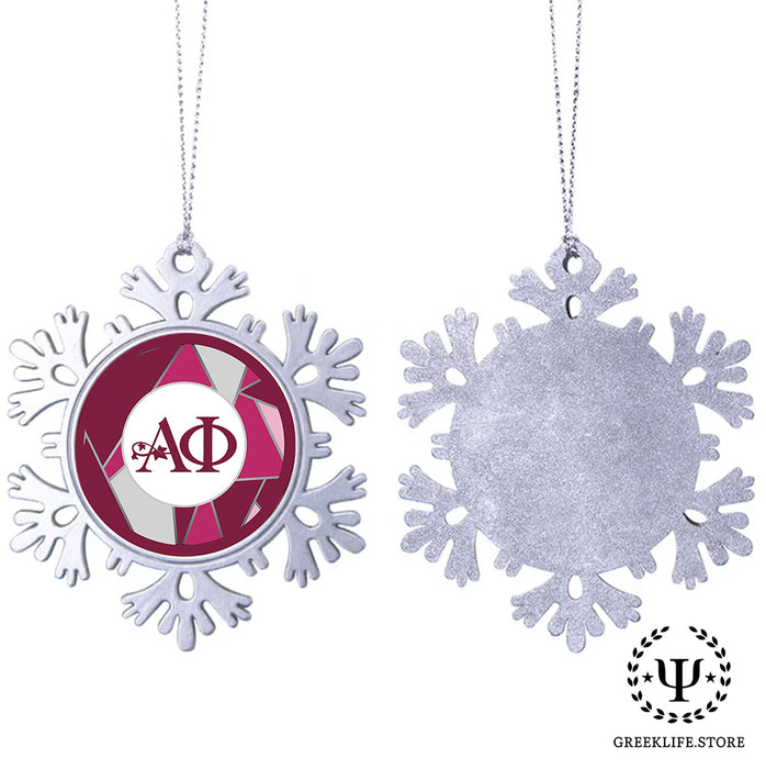 Alpha Phi Christmas Ornament - Snowflake Metal
