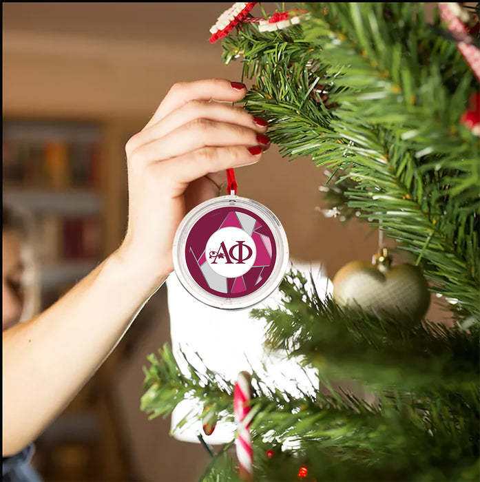 Alpha Phi Christmas Reversible Flat Round Ornament