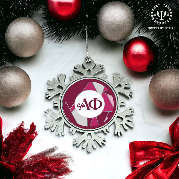 Alpha Phi Christmas Ornament - Snowflake Metal