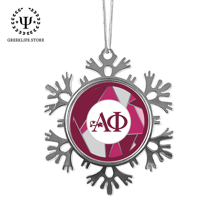 Alpha Phi Christmas Ornament - Snowflake Metal