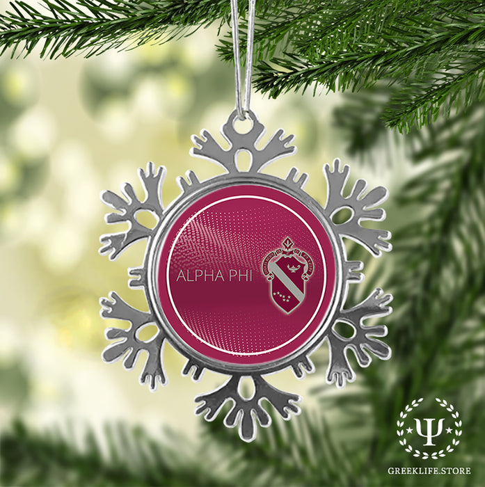 Alpha Phi Christmas Ornament - Snowflake Metal