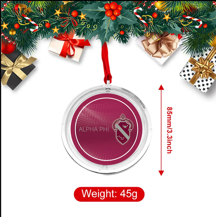 Alpha Phi Christmas Reversible Flat Round Ornament