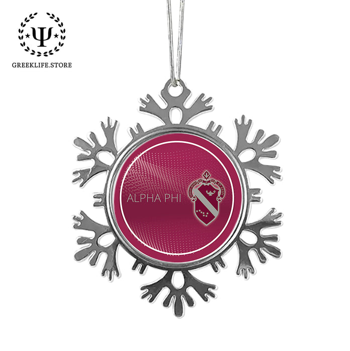 Alpha Phi Christmas Ornament - Snowflake Metal