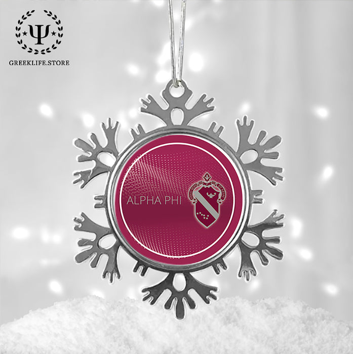 Alpha Phi Christmas Ornament - Snowflake Metal