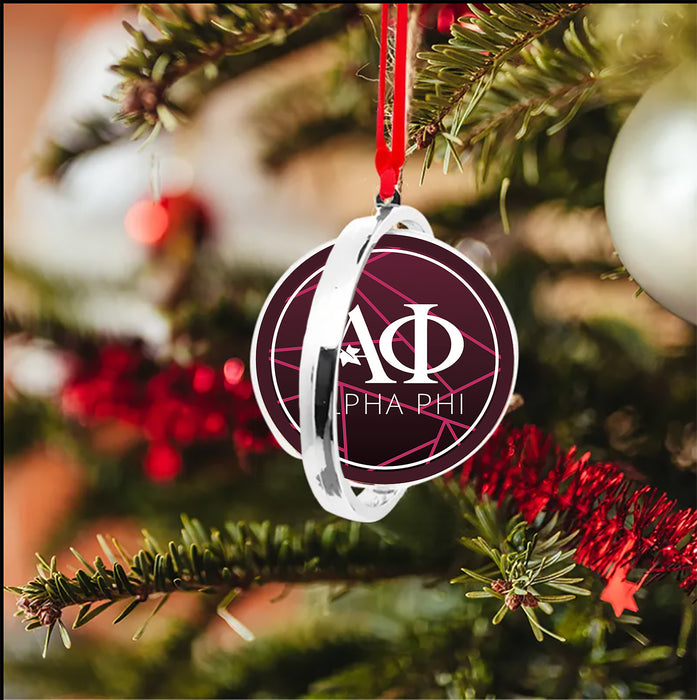 Alpha Phi Christmas Reversible Flat Round Ornament