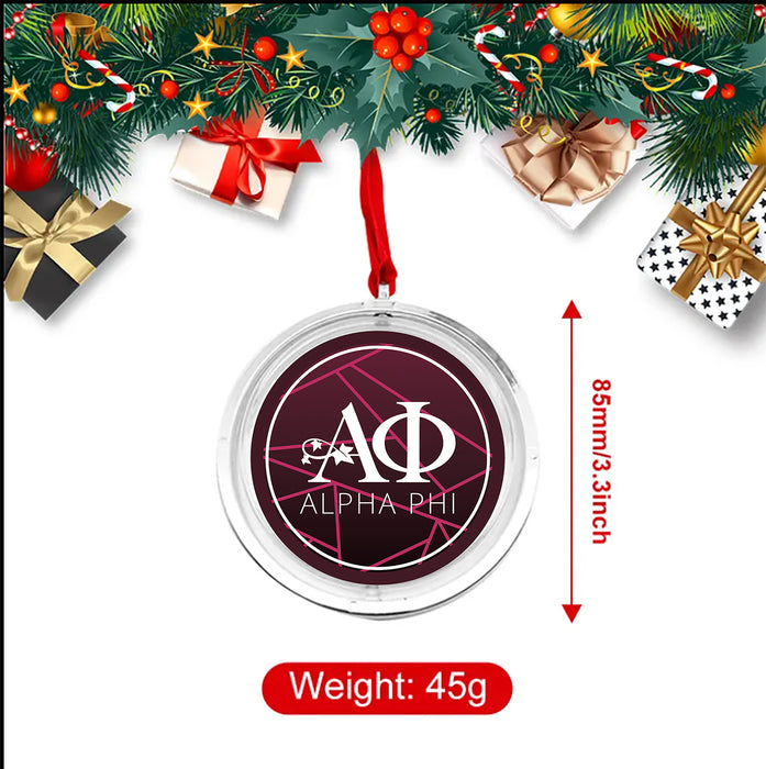 Alpha Phi Christmas Reversible Flat Round Ornament