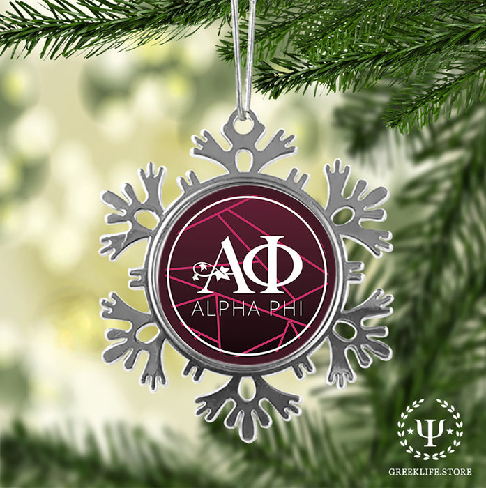 Alpha Phi Christmas Ornament - Snowflake Metal
