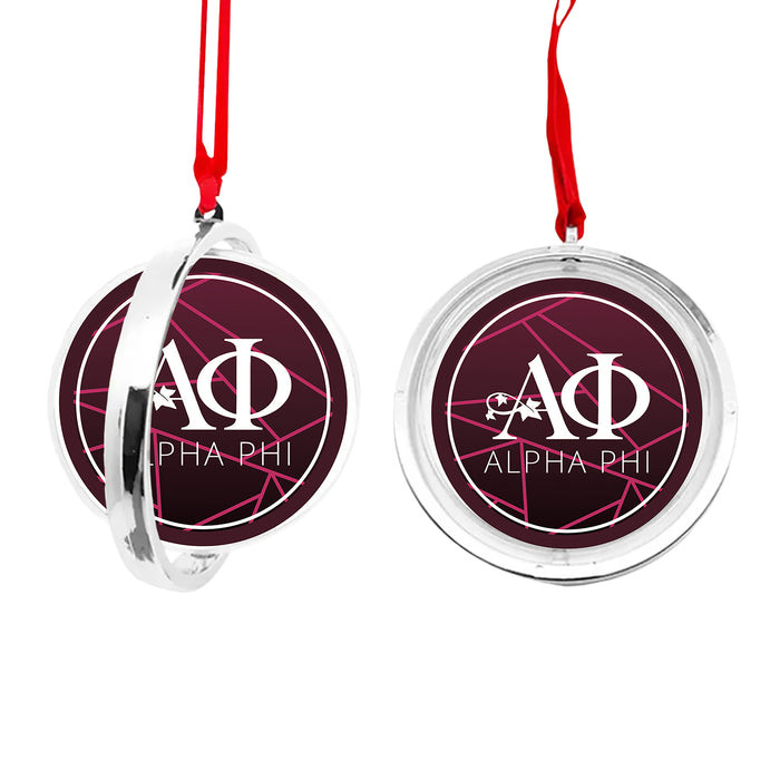 Alpha Phi Christmas Reversible Flat Round Ornament