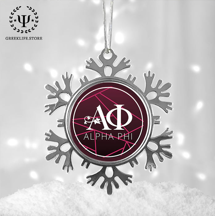 Alpha Phi Christmas Ornament - Snowflake Metal