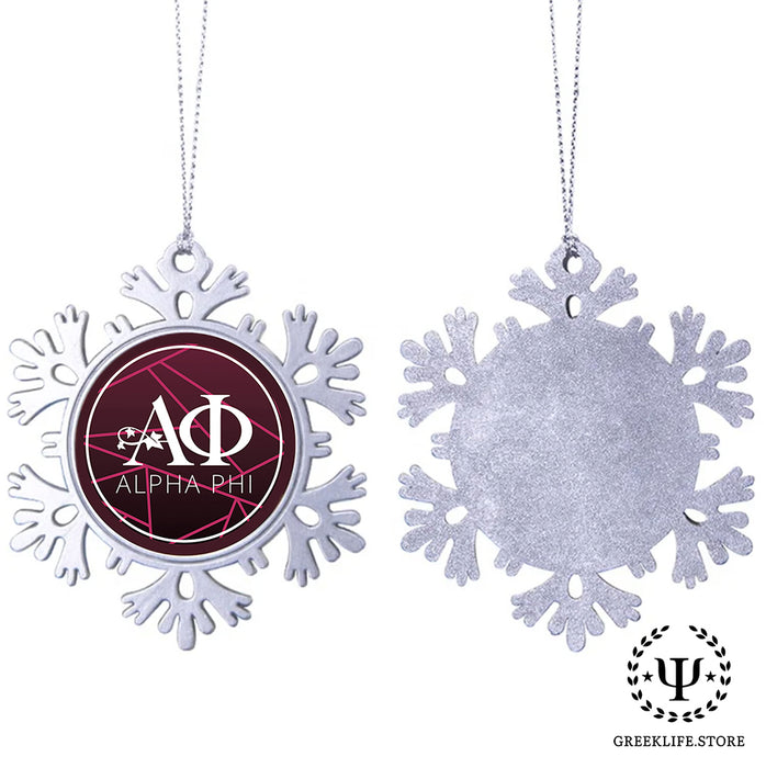 Alpha Phi Christmas Ornament - Snowflake Metal