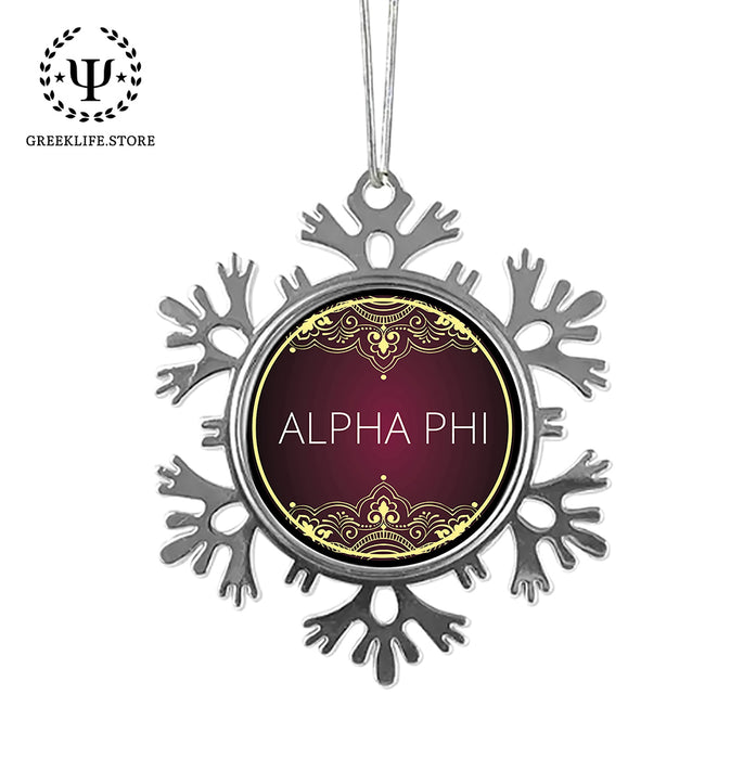 Alpha Phi Christmas Ornament - Snowflake Metal