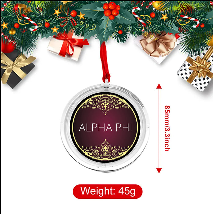 Alpha Phi Christmas Reversible Flat Round Ornament