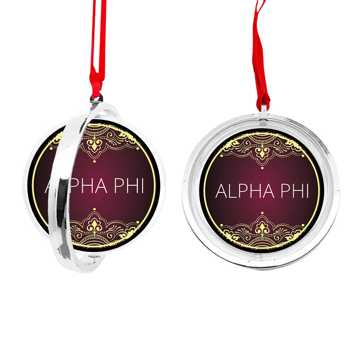 Alpha Phi Christmas Reversible Flat Round Ornament